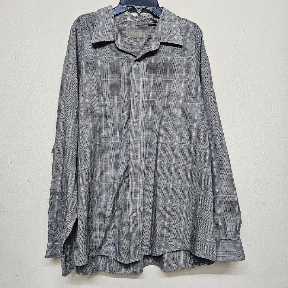 Natural Issue Mens‎ XXL Button Front Shirt Gray Micro Houndstooth Check Casual